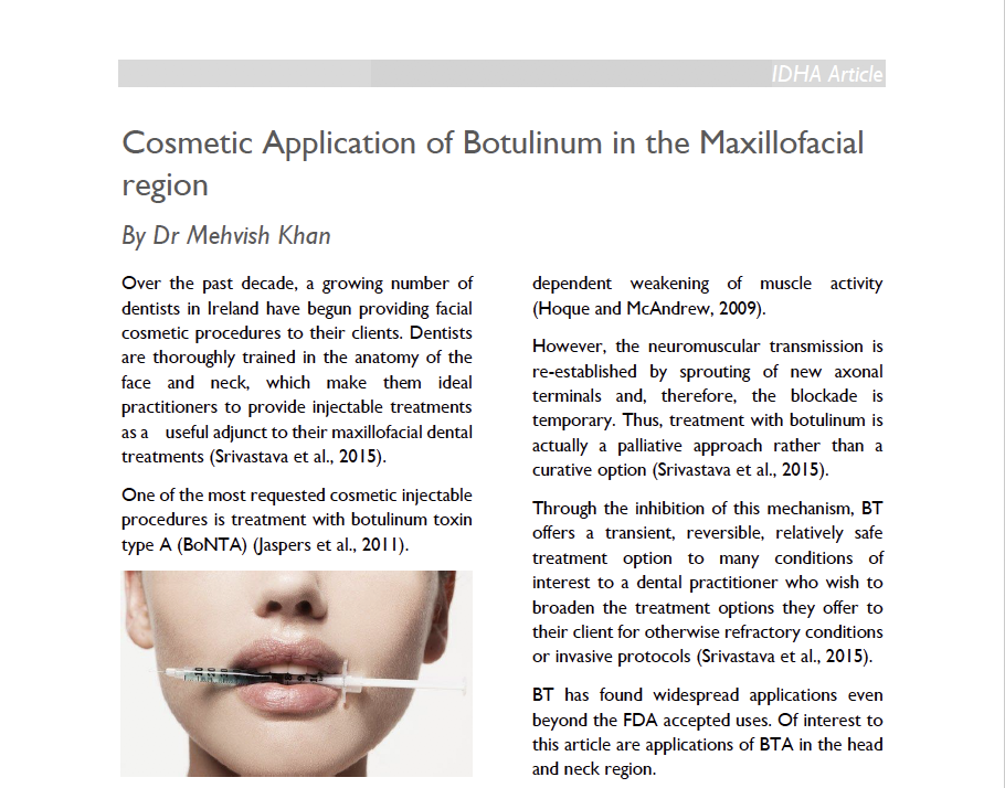 Cosmetic Application of Botulinum in the Maxillofacial region